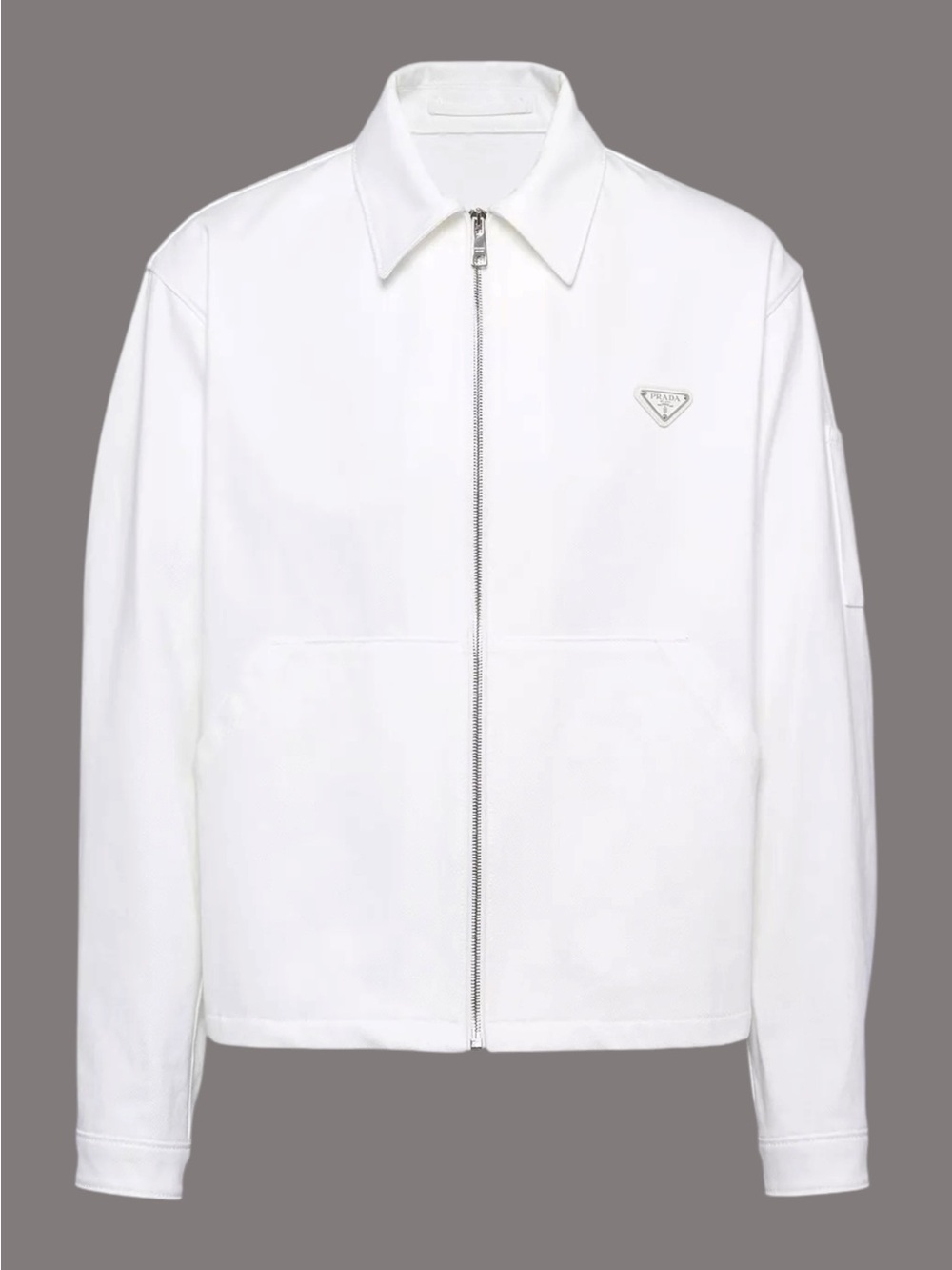 Prada White Zip-Up Men's White Denim Blouson Jacket Small RFID - Picture 2 of 6